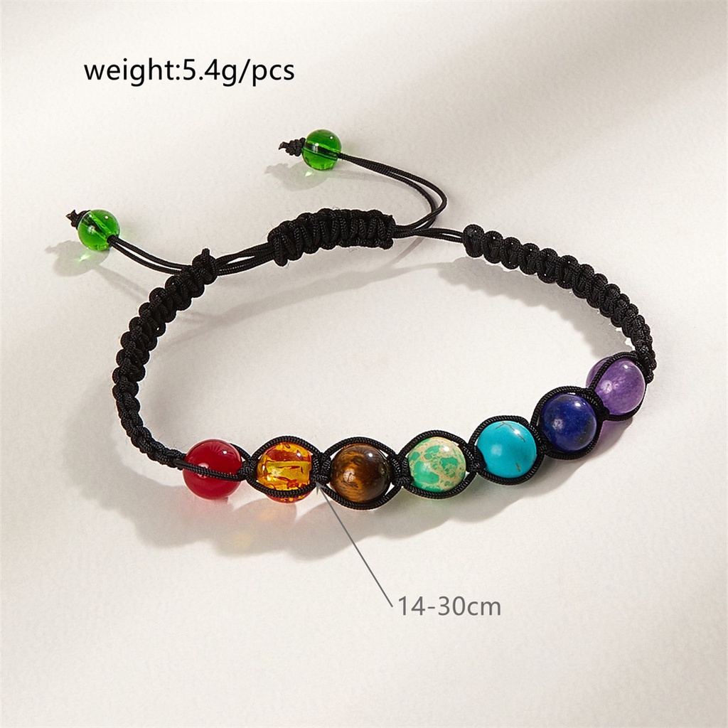 Gelang Model Tarik Ulur 7 Chakra Batu Kristal Alam