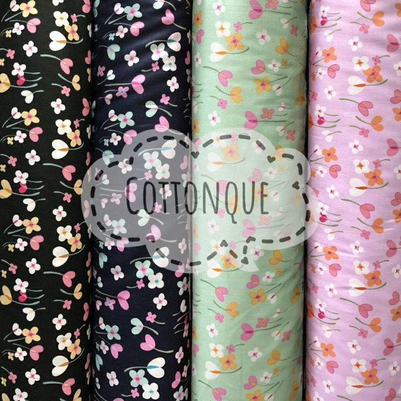 Kain Katun Jepang Motif Bunga Love (min pembelian 2x klik)