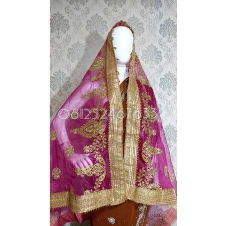Selendang india ori / dupatta india / selendang pengantin indial-Pink 2