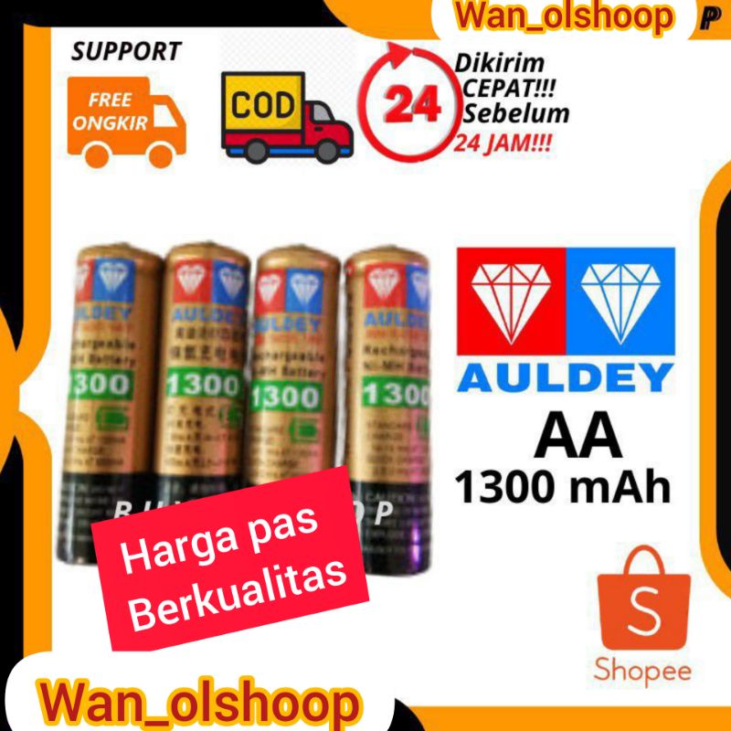 Baterai Cas Rechargeable Auldey 1.2V BateraivCas AA Auldey 1300mAh 1 pcs isi 4 Batre Tamiya Auldey AA VARIAN