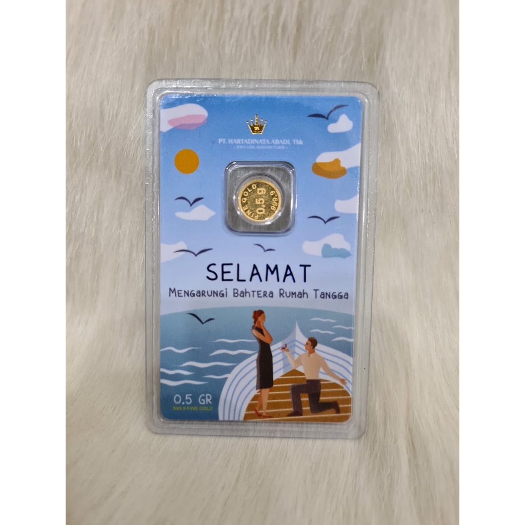 HADIAH GIFT MINI GOLD PT HARTADINATA EMAS LOGAM MULIA 99.99 TERMURAH MEDAN SERTIFIKAT 0.5 GR