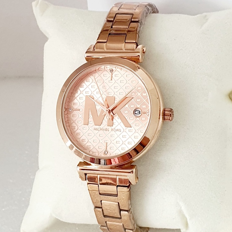 [ COD] Jam Tangan Fashion Wanita MK 4335 CT Stainless Steel Tanggal Aktif Plus Box & Baterai