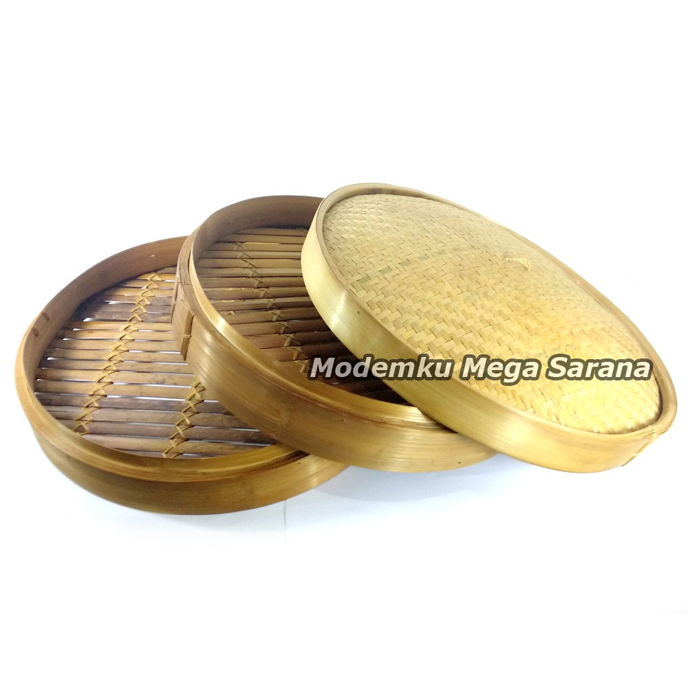 Streamer Klakat Bambu Dimsum 50cm | Kukusan Bambu - 2 Wadah + 1 Tutup