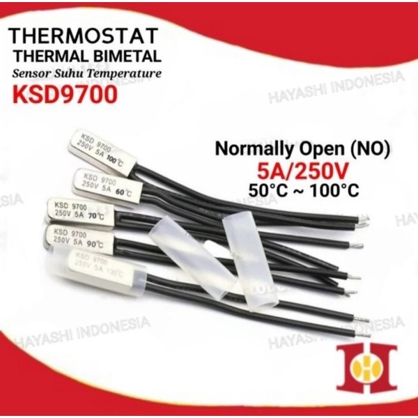 Thermostat Thermal KSD9700 Bimetal 250V 5A Sensor Suhu Temperatur AC - 5pcs