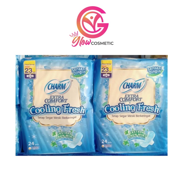 CHARM EXTRA COMFORT COOLING FRESH EKSTRAK DAUN MINT 23CM 24 PADS