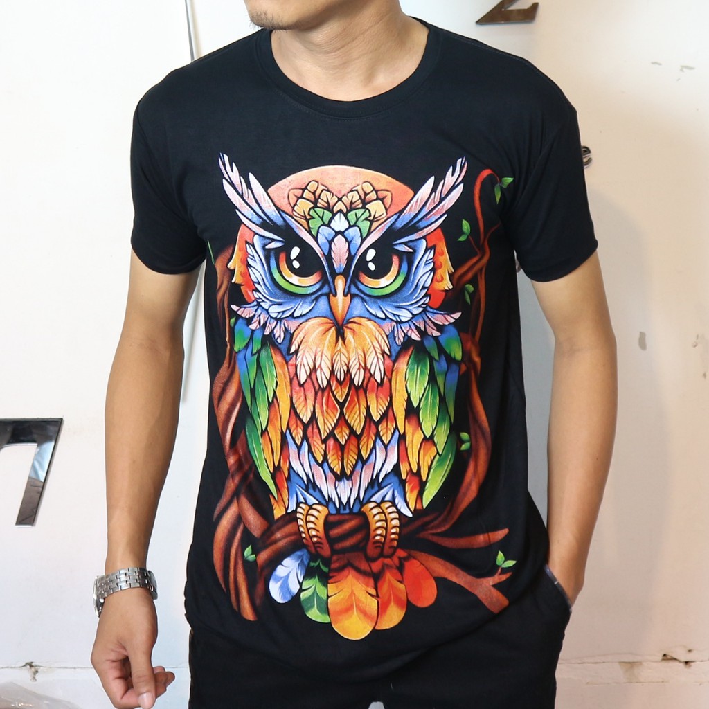  Kaos  Pria Distro  Printing 3D Bangkok Import Owl Cook 