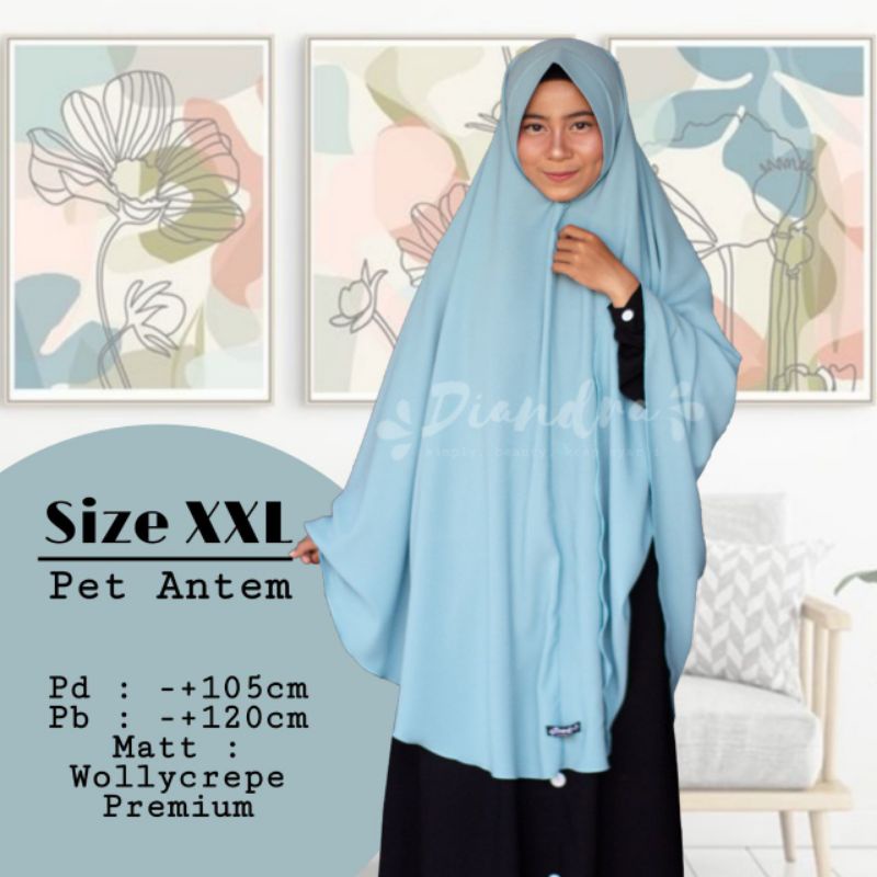(DIANDRA HIJAB) KHIMAR WOLLYCREPE XXL