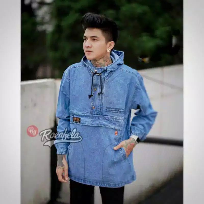 JAKET JEANS ROCAFELA ORIGINAL / JAKET BOMBER PRIA