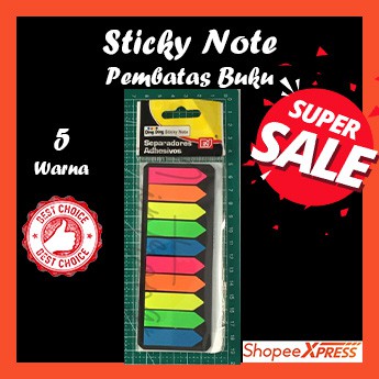 

Sticky Note Pembatas Buku/Notes Tempel/Kertas Tempel 10 pcs 5 Warna