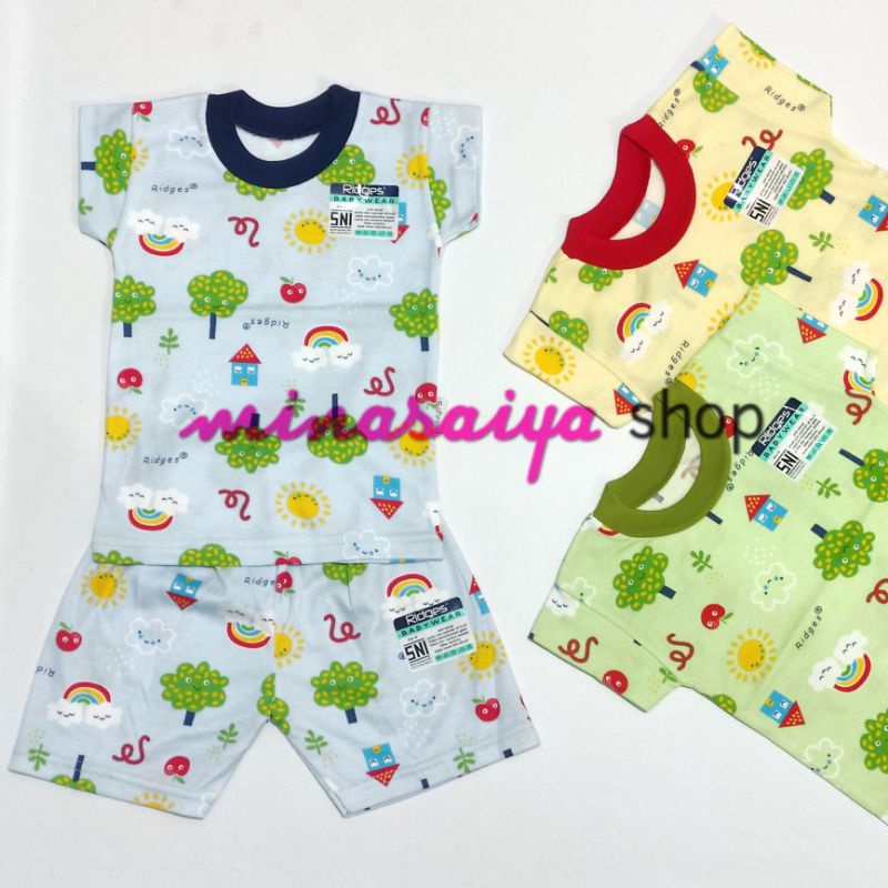 RIDGES Setelan Bayi SNI Lengan Pendek Print Warna Uk. S - XL