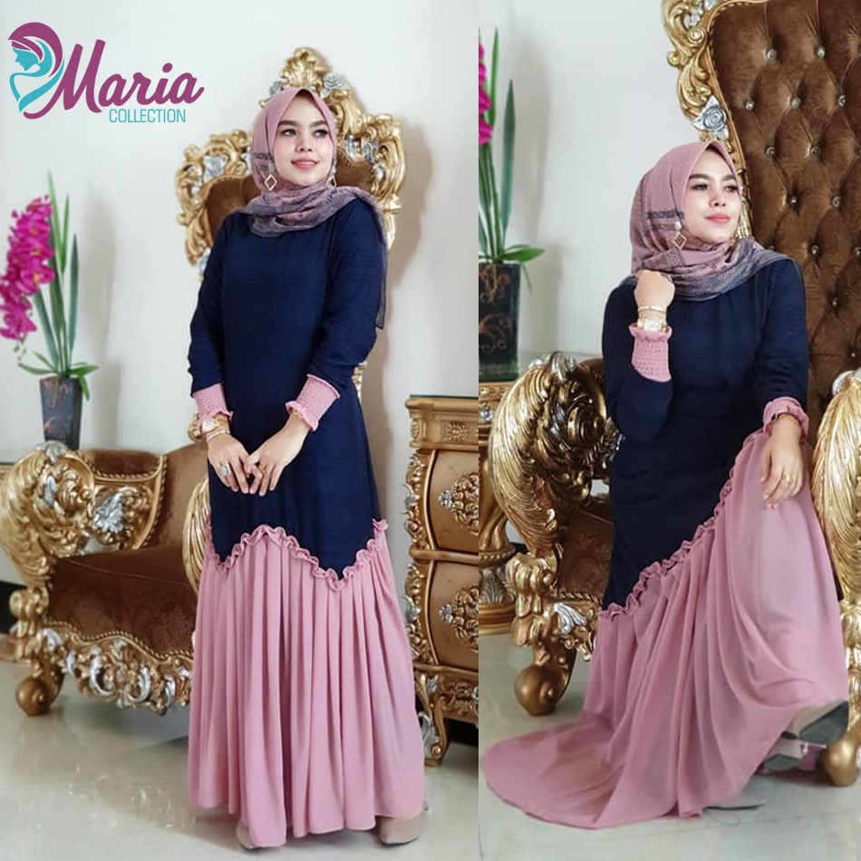 Meyra Dress Maxmara Baju Gamis Wanita Remaja / Ibu Hamil / Pesta Mewah Elegan Busui Syari Kekinian