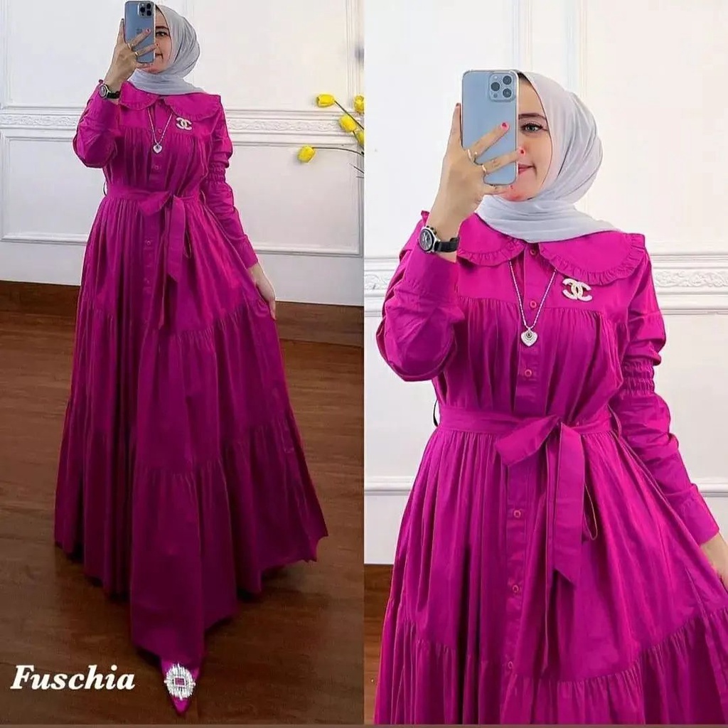 Baju Gamis Wanita Remaja Casual Ootd Kampus Quality Time Healing Liburan Santai Set Cardigan Putih P