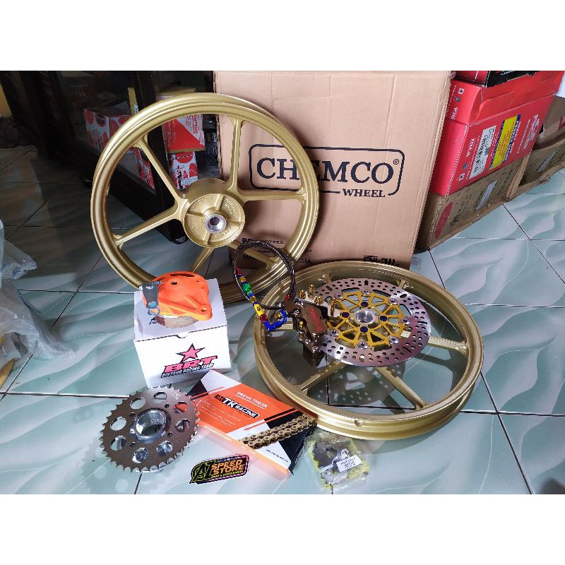 Sepaket Velg BRT Chemco Tiger Megapro Gl Cb Herex Ninja R Rr Tinggal Pasang PNP