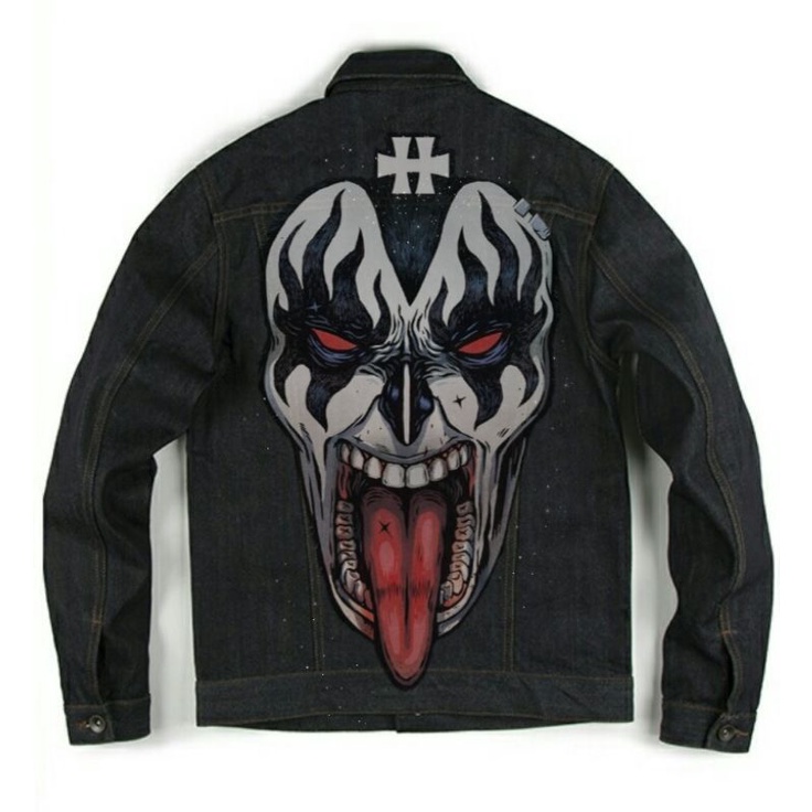 Jaket Lukis Face of Kiss Band