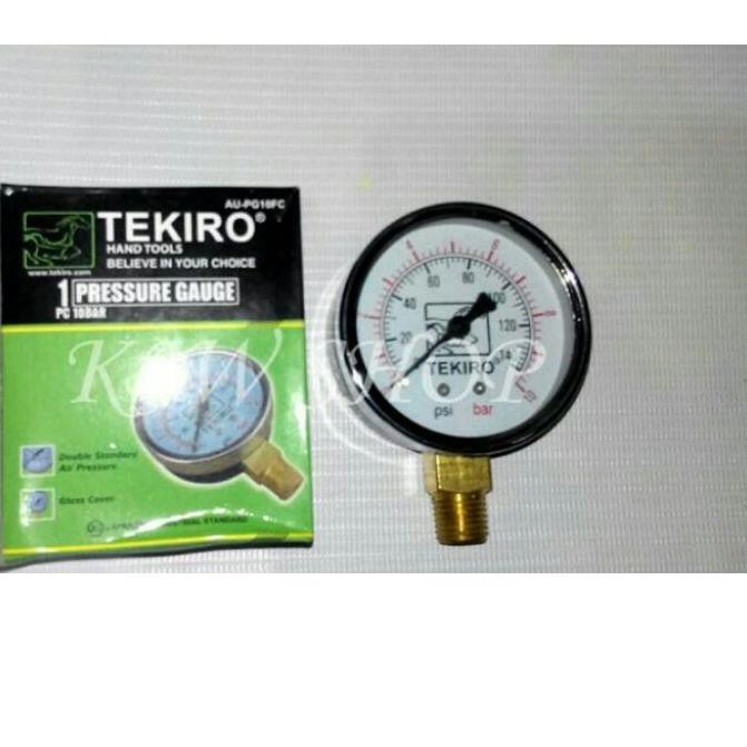 ○ Manometer 10 bar TEKIRO Pressure Gauge 10 bar Manometer 10kg Mano Meter 10 bar Presure Gauge Tekan