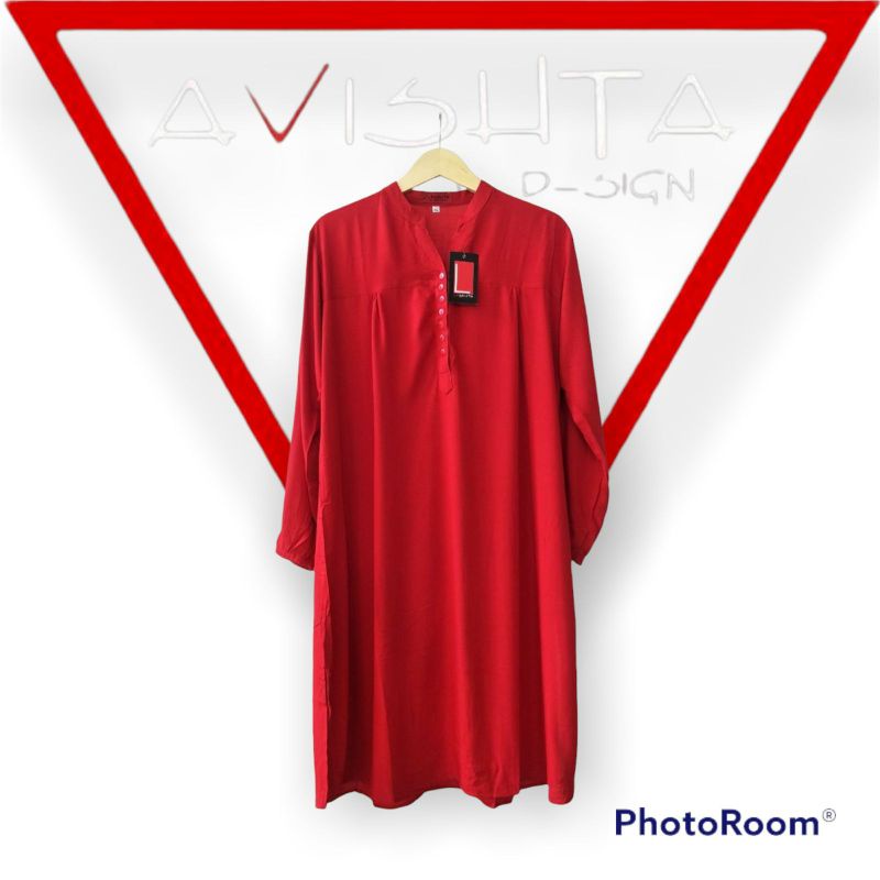 Tunik polos rayon merah cabe Tunik katun rayon Tunik polos jumbo lasenta by avishta d-sign merah cab