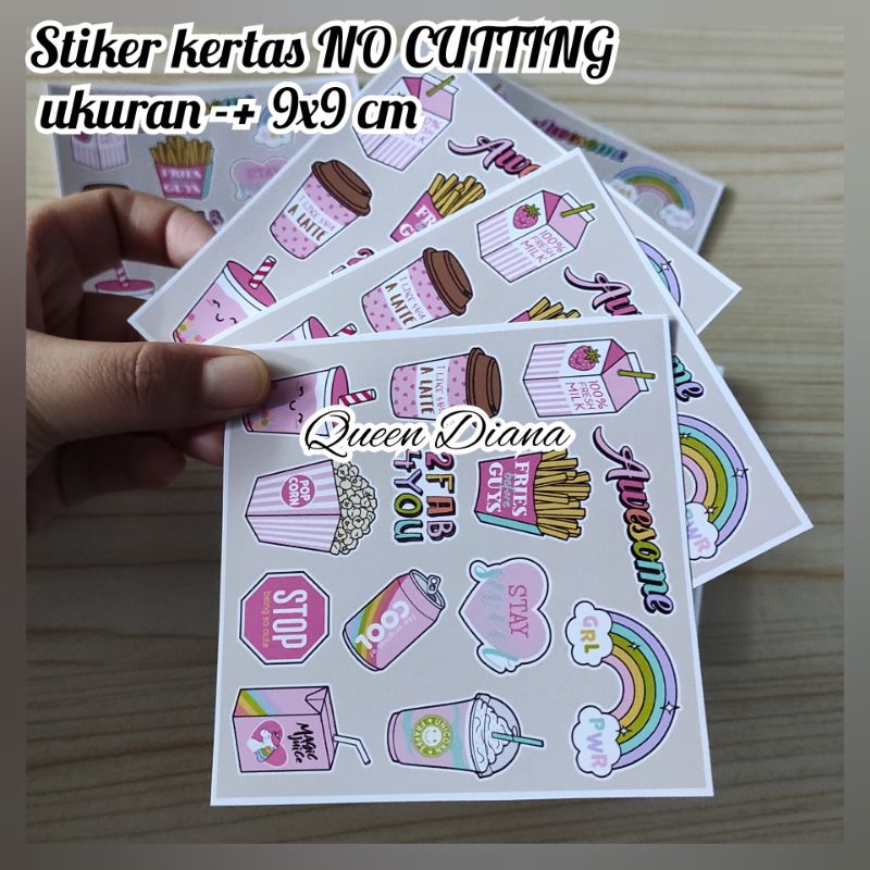 

1 lembar stiker kertas No cutting sticker murah gambar aesthetic