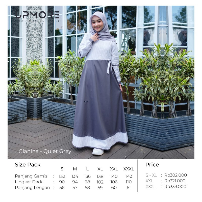 UPMORE 100% ORI | Gianina Quiet Grey - Stripper Silver | Dress Upmore