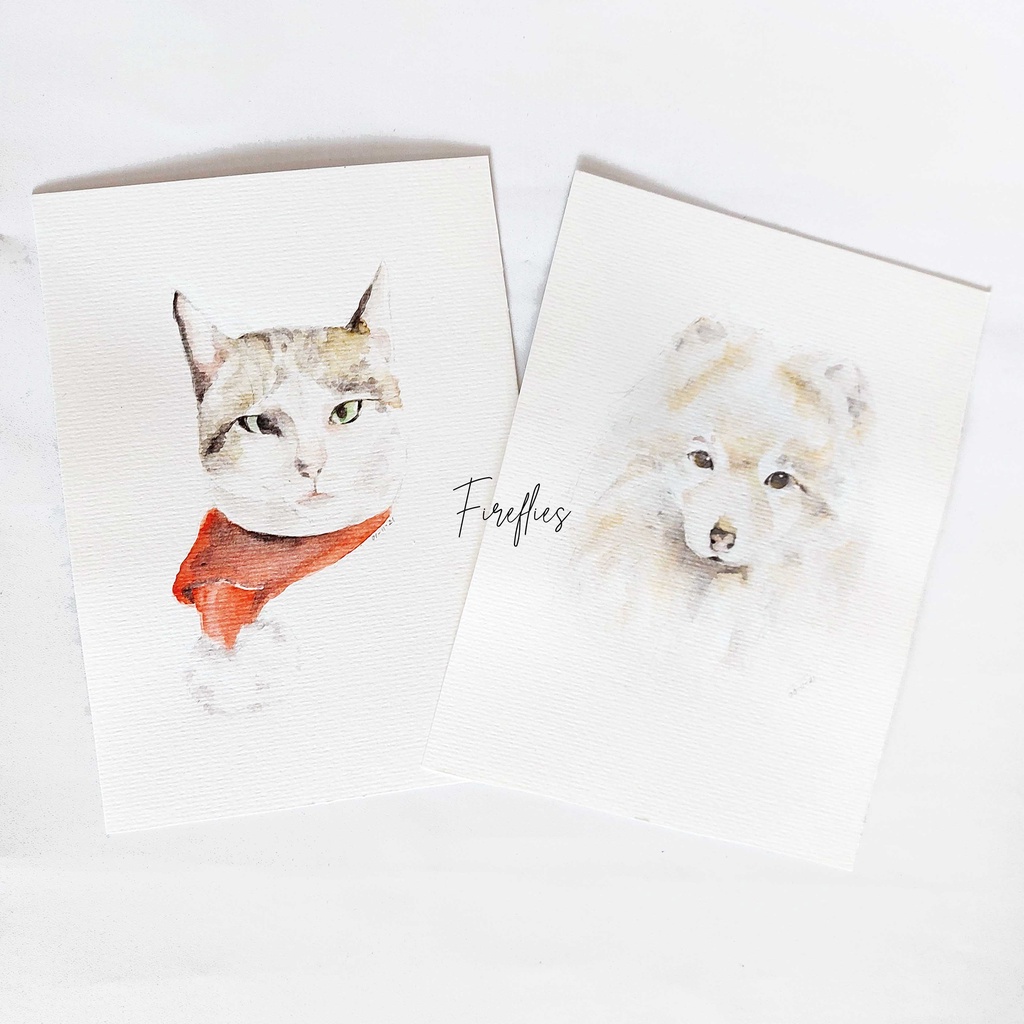 Personalized Pet Portrait /Watercolor Painting / Lukis wajah peliharaan