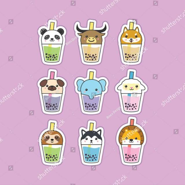 

Cute boba tea animals ( Mini sticker/ big sticker)