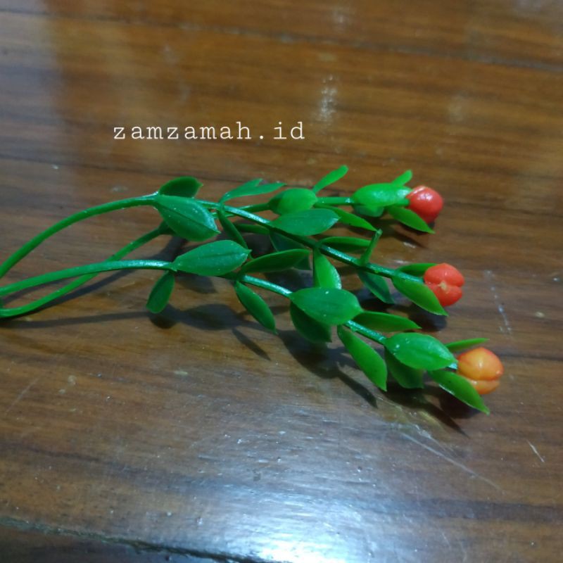 Bunga plastik daun tangkai hiasan mahar-Orens