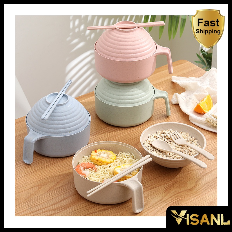 Set Mangkok 6 in 1 Wheatstraw Bowl Mangkuk Plastik Microwave Mie Instan dan Sup Serbaguna