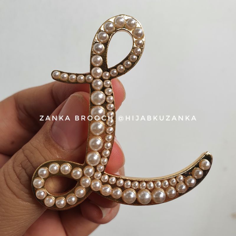 bros abjad mutiara | bros huruf | bros inisial nama | alphabet brooch-L