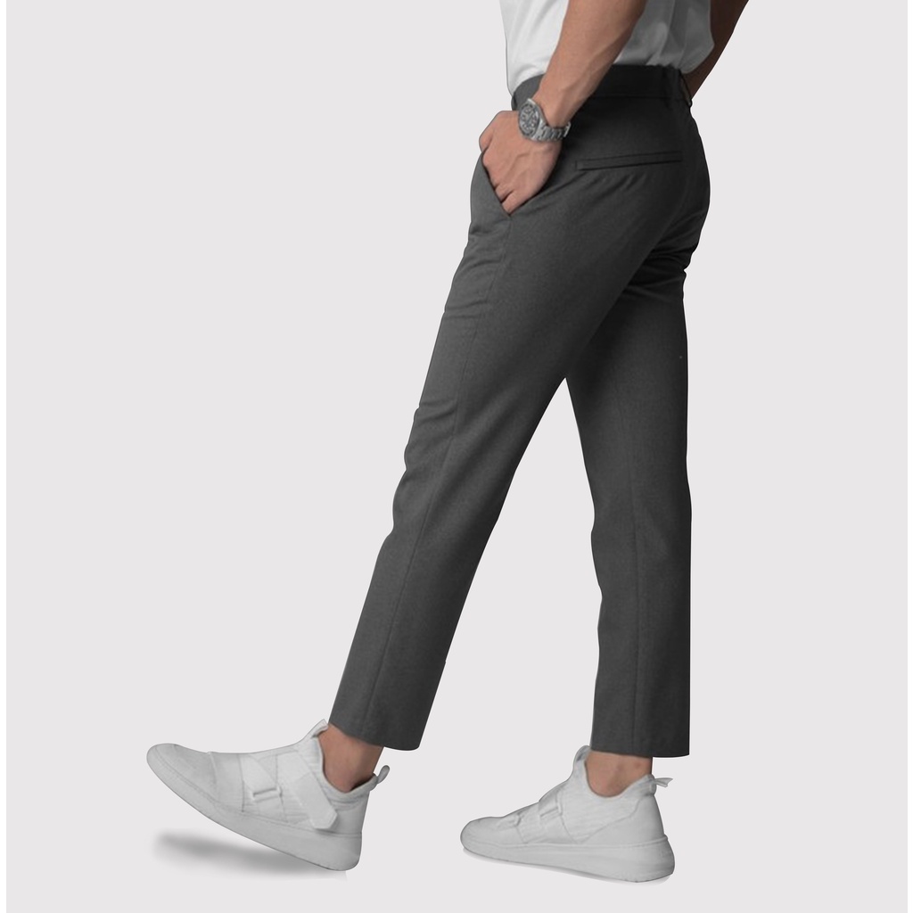 Dritto Ankle Pants - Celana Bahan Formal Slim Fit - Dark Grey