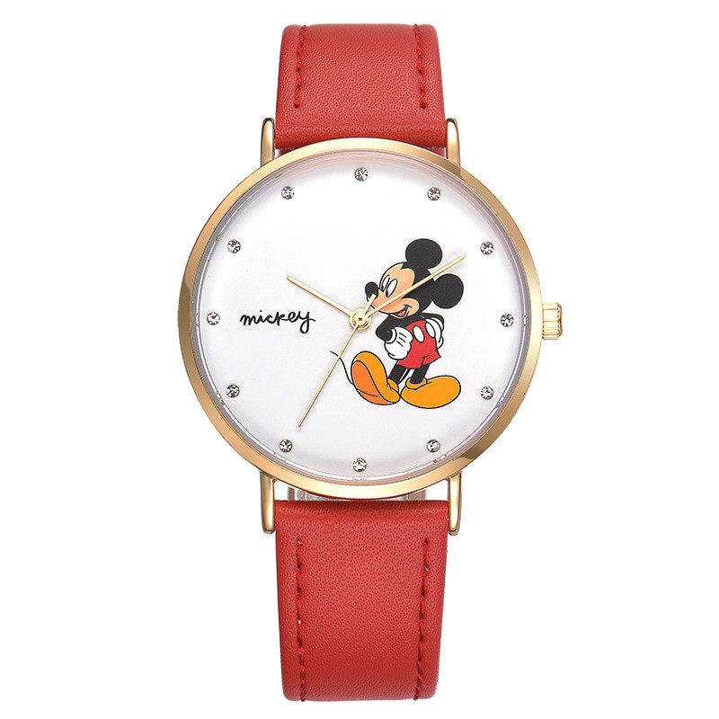 Disney Ori MS1189 Mickey Mouse Jam Tangan Wanita Perempuan Remaja Dewasa Red