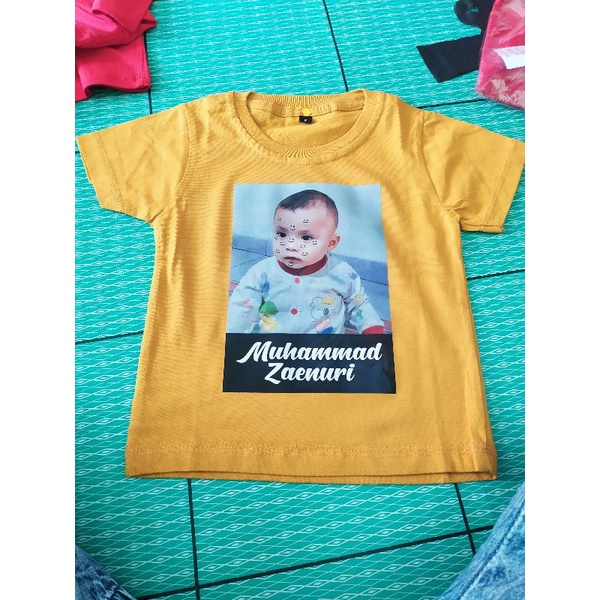 kaos anak free bordir nama  sablon foto