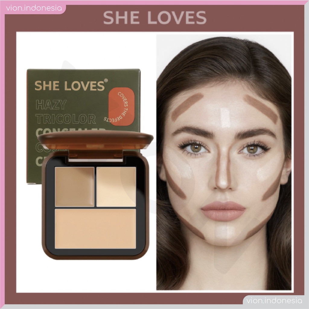 SHE LOVES Hazy Tricolour Concealer Cosmetic Cream Penyamar Original Sheloves SL025