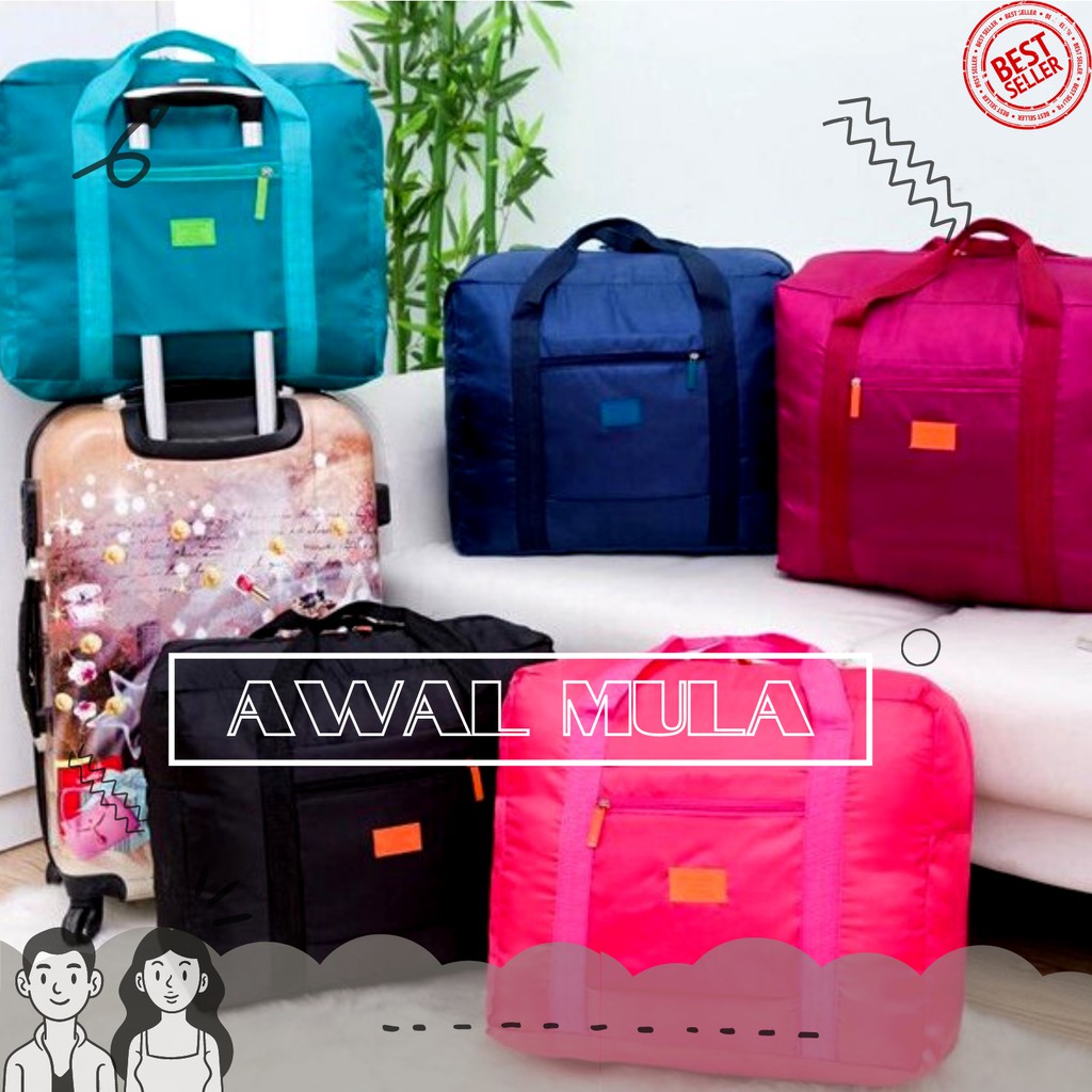 Tas Travel Pria Wanita Organizer Jinjing Lipat Foldable Bag Tempat Penyimpanan Baju Bahan Parasut