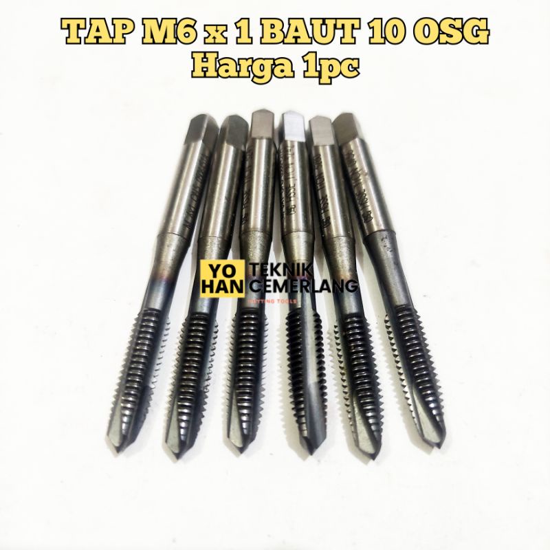 OSG Tap M6 x 1 Tap Baut Kunci 10 Handtap Lurus Tap Bekas mulus M6x1