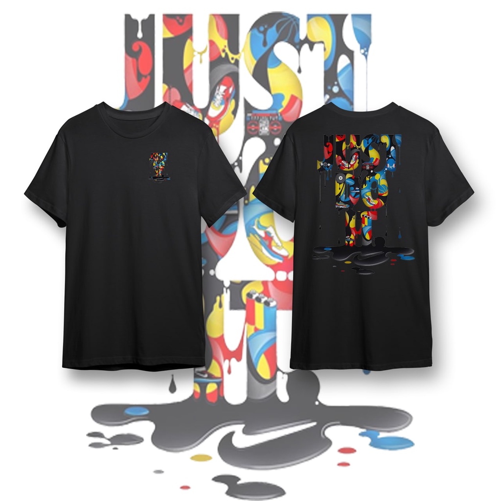 New Kaos Pria JUST DO IT Black Baju Kaos Distro Kaos Gambar Printing Kaos Pria