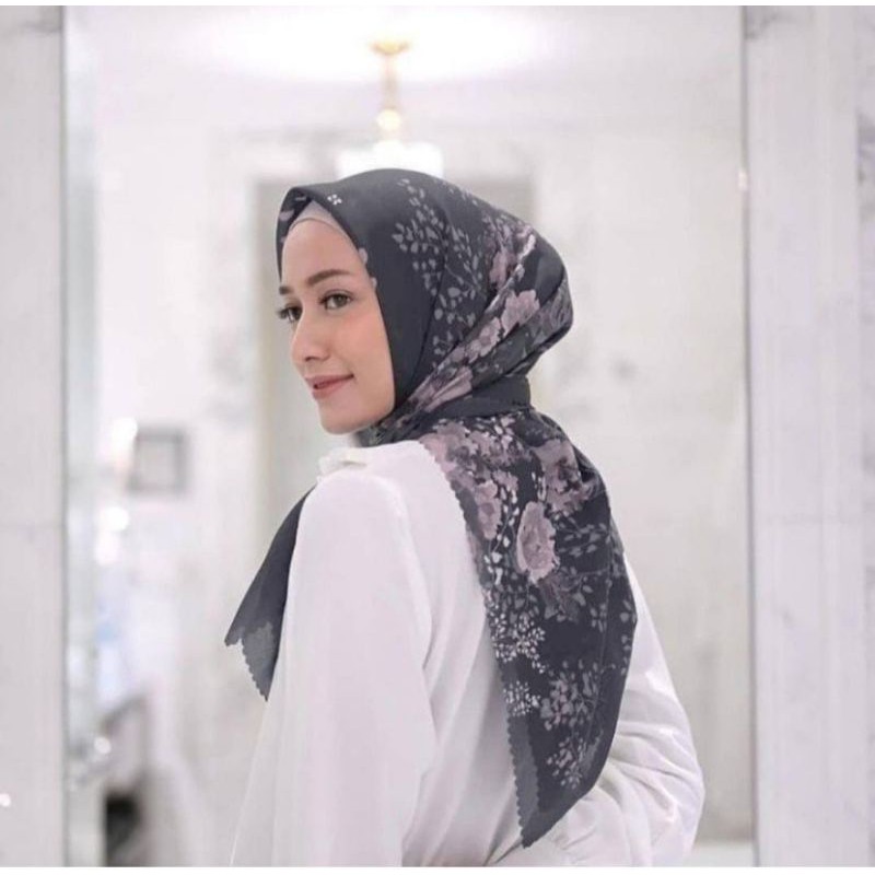 Terbaru !! Hijab Segiempat Voal Motif Dialeta Kerudung Segiempat Motif