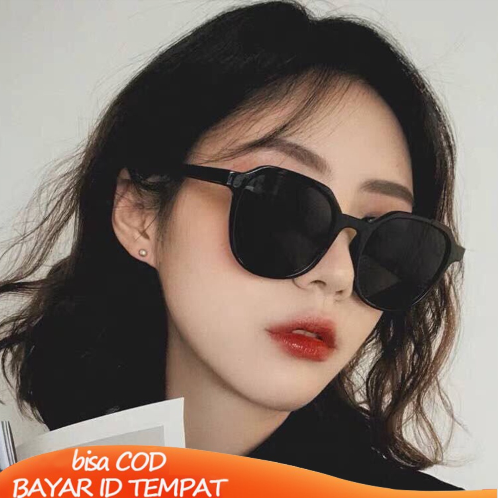 COD❤️Kacamata Hitam Wajah Bulat Ins Korea Retro Fashion Bulat Sederhana Retro Sunglasses Klasik Frame Besar Kaca mata Lensa UV400 Untuk Eyeglasses Fashion Pria Wanita Import