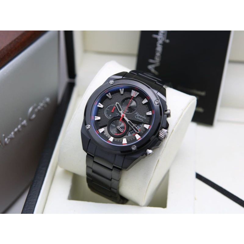 JAM TANGAN PRIA ALEXANDRE CHRISTIE AC 6646  BLACK RED AC 6646 ORIGINAL