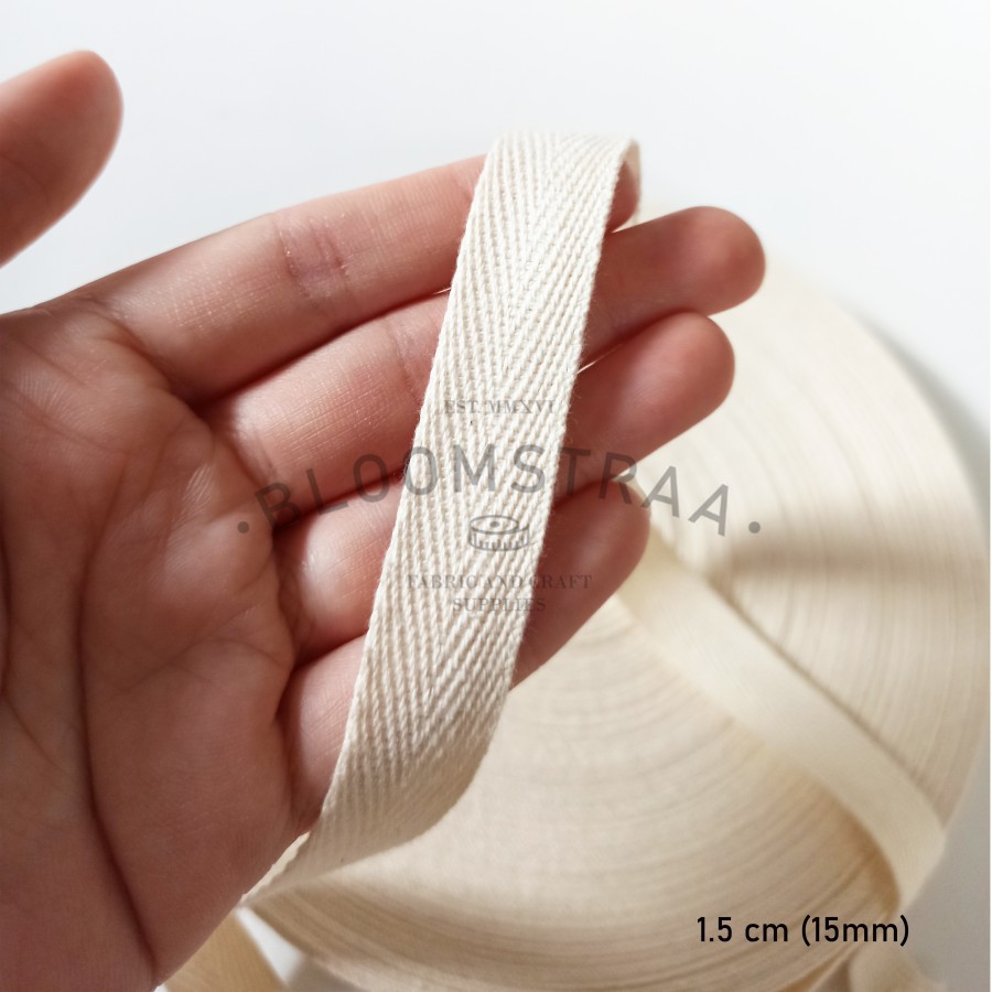 Roll Twilltape Katun 1,5cm 15mm Broken White Cotton Twill Tape Pelipit