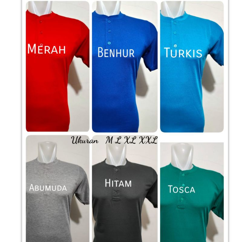 Noveli wear - Kaos polos hanley pria lengan pendek | kaos henley kancing polos size M L XL XXL