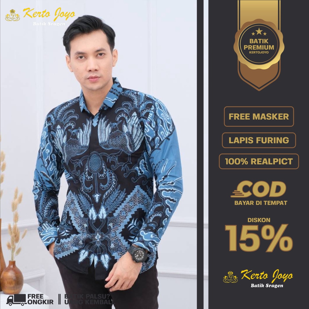 Batik pria lengan panjang Kemeja Atasan Baju batik pria laki laki lengan panjang premium solo modern kj 23