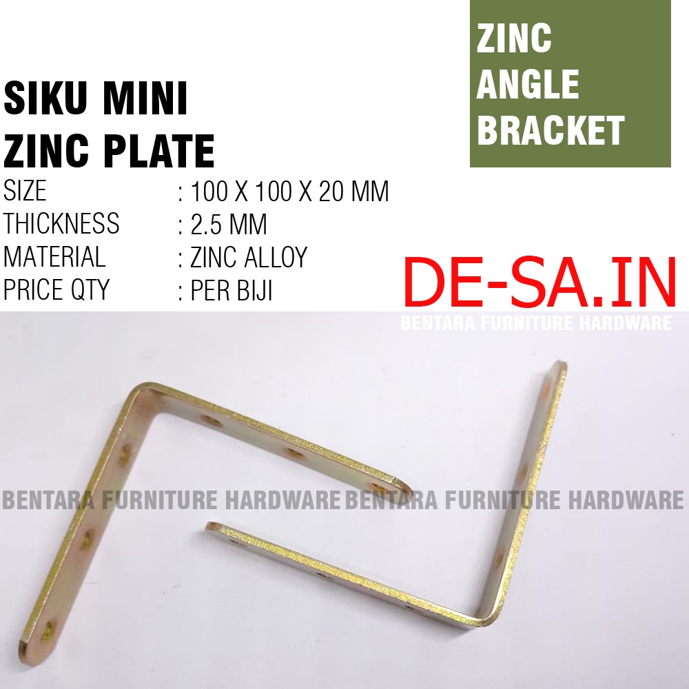 100 MM Siku Stainless Steel / Zinc Plate Braket Siku Tebal 100 x 100 MM - L-Shaped Angle Bracket Fastener