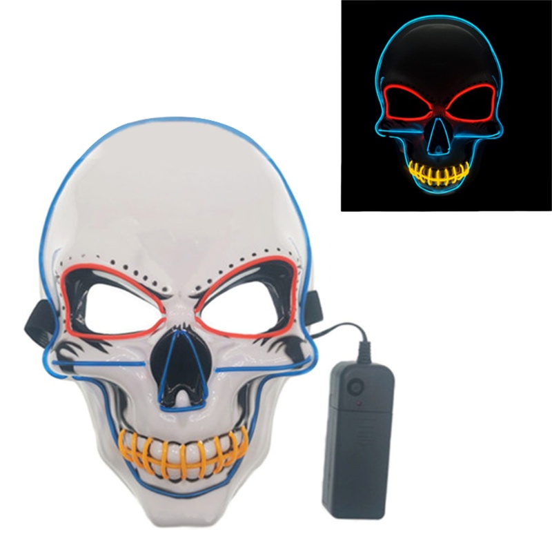 Zzz Lampu LED EL Wire Bentuk Tengkorak Seram Untuk Kostum Halloween