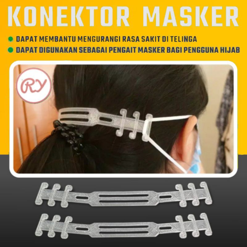 Pengait Masker Hijab Konektor Penyambung Masker Pereda Sakit Telinga Bahan Plastik Elastis