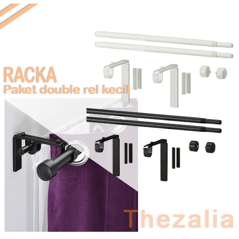 PAKET RACKA DOUBLE batang gorden double rel / PAKET BATANG REL TIRAI