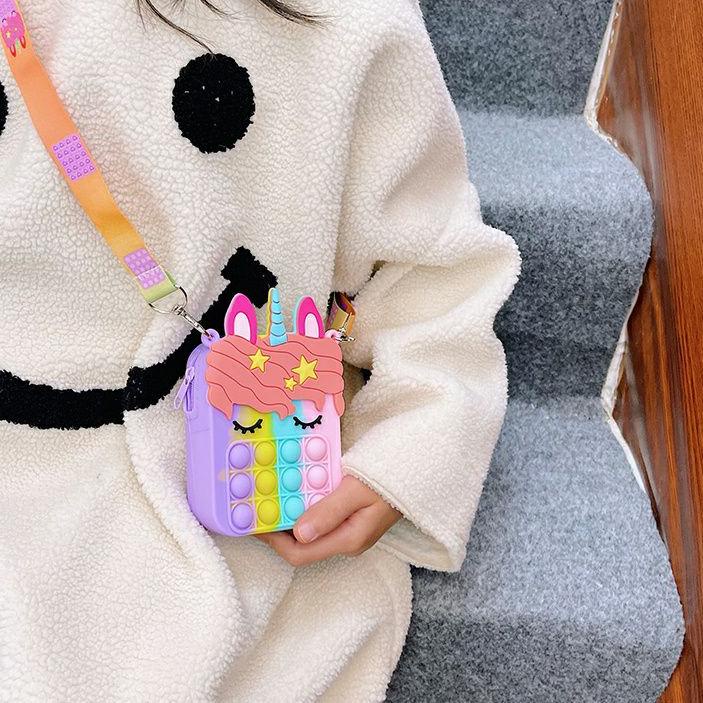 ➳ Tas Selempang Anak Perempuan Pop It Jelly Rubber Little Pony Unicorn Import Mini ➧