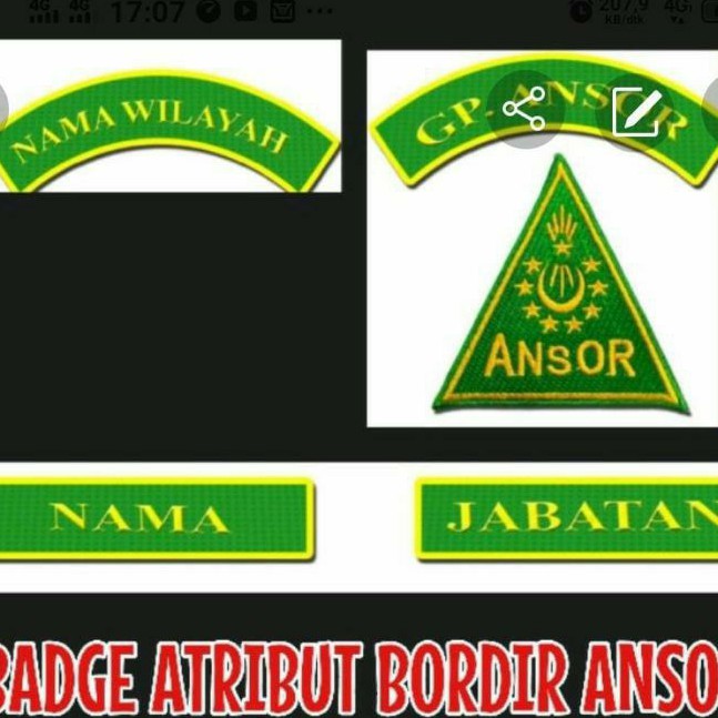 Logo Ansor Bordir logo bordir Ansor badge bet Ansor