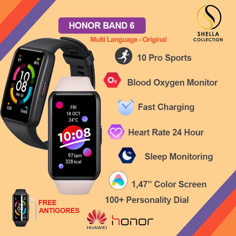 Huawei Honor Band 6 Smartwatch sport Smartband bluetooh watch band 6 - Hitam