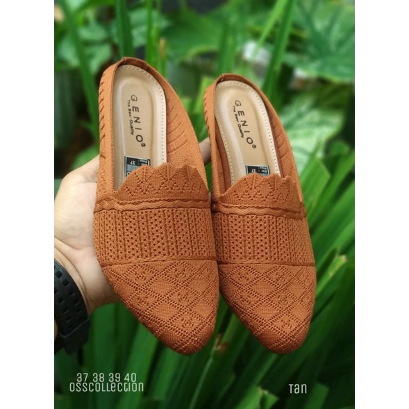 sepatu slop wanita rajut genio