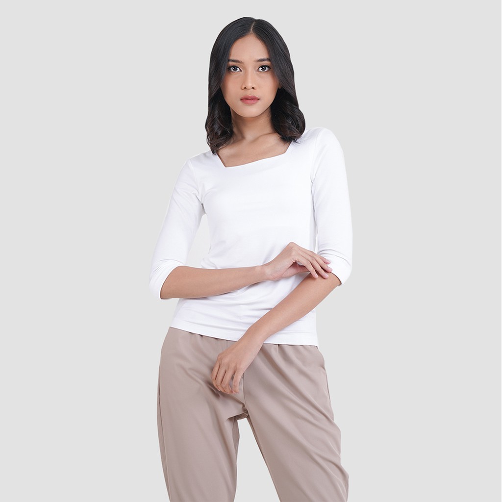 Mississippi Kaos Wanita U-neck Lengan 3/4 LIN000068M LIN000171M Offwhite
