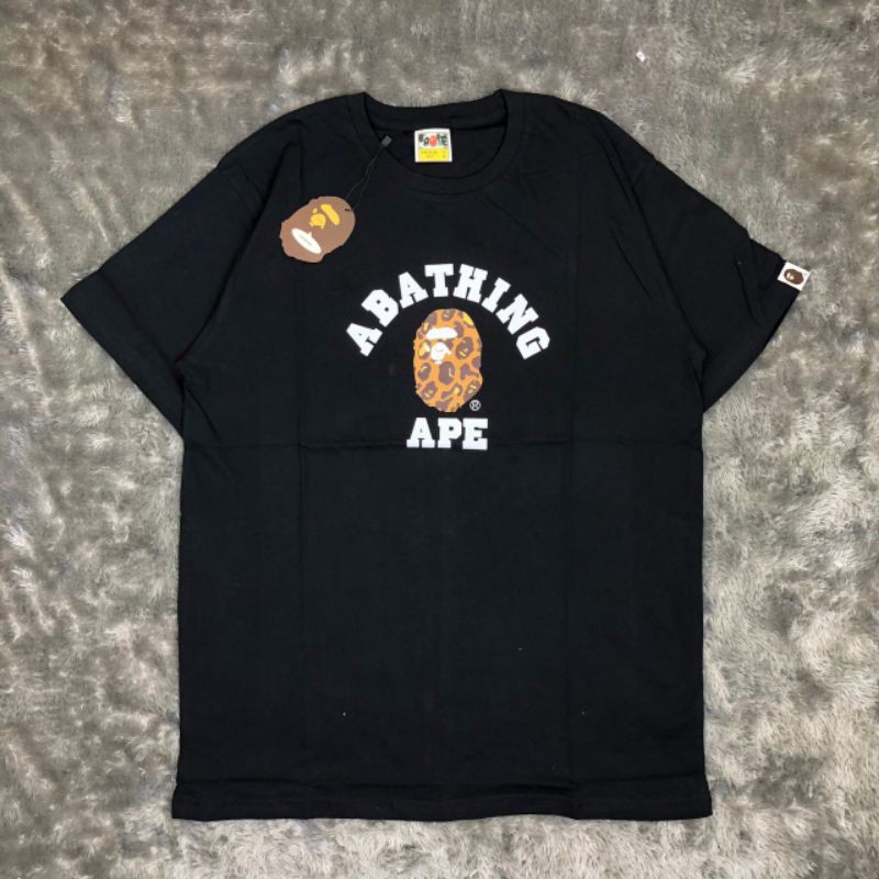 TSHIRT KAOS BAJU A BATHING APE BAPE COLLAGE LEOPARD BLACK LIKE ORI